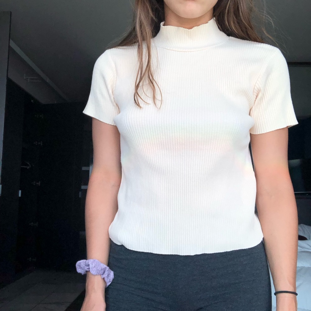 Short Sleeve Ribbed Turtle Neck